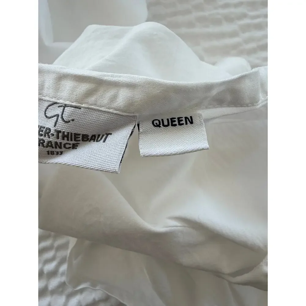 Garnier Thiebaut Queen Pillow Sham White Cotton Oxford Flange Luxury Hotel Linen